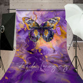 Aperturee - Aperturee Gold Purple Abstract Butterfly Fine Art Sweep Backdrop